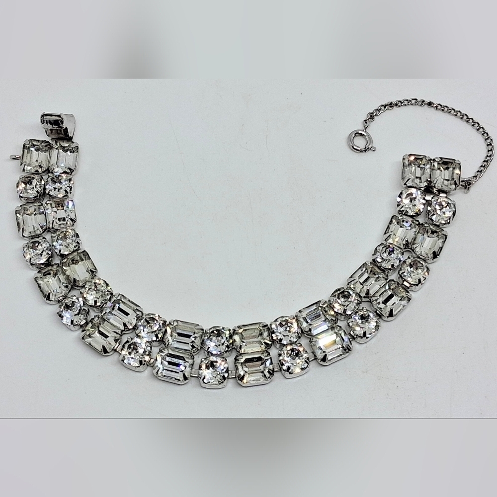 * Vintage Signed Eisenberg Double Row Rhinestones Bracelet